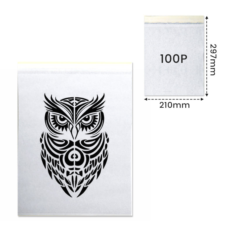Phomemo A4 tattoo transfer paper pack with owl stencil, 100 sheets, 210Ã—297mm