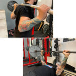 man with tattoo lifting weights