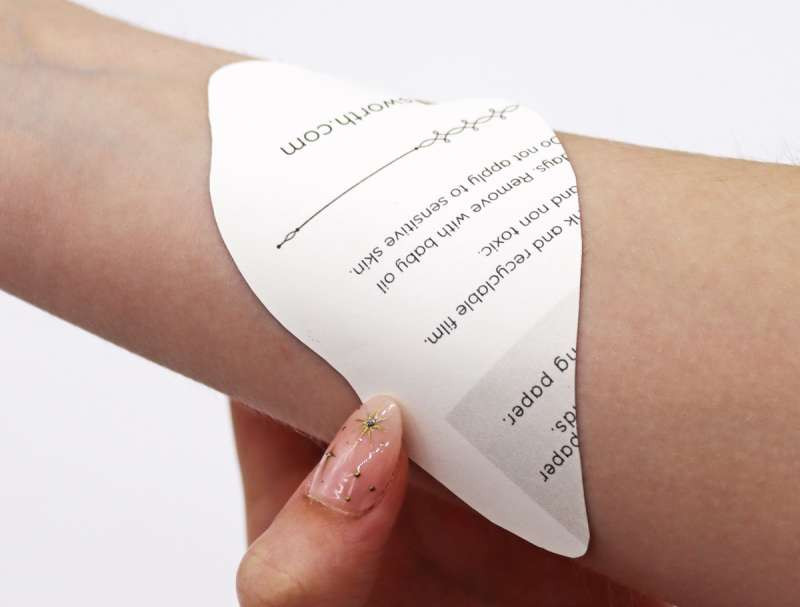 Person carefully placing a temporary tattoo face down on their skin for proper transfer