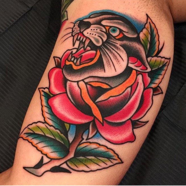 Panther Rose Tattoo