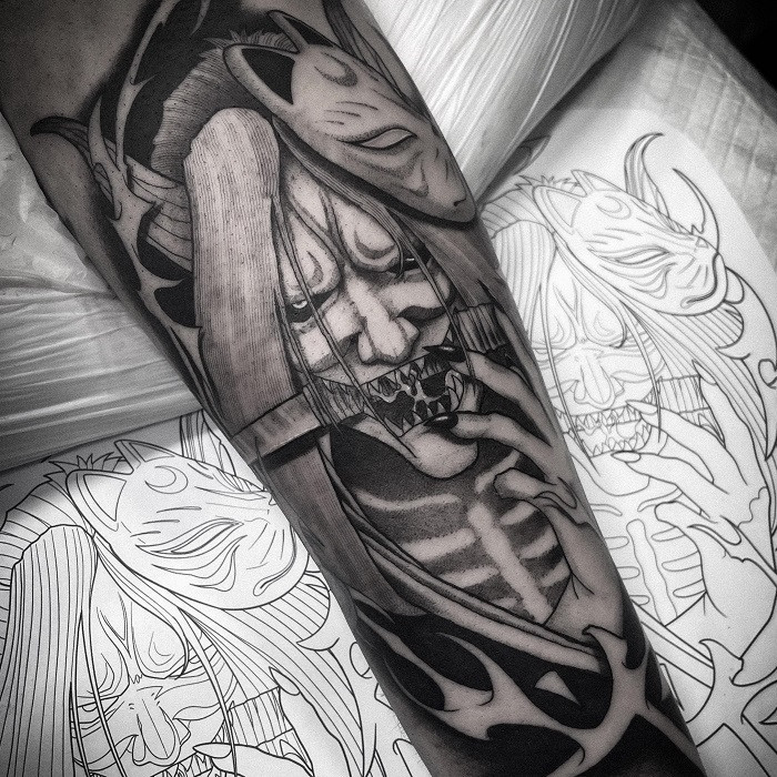 New School Anime Style Tattoo Example