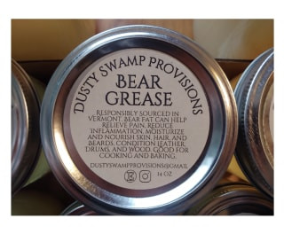 Dusty Swamp Provisions Bear Grease provides deep hydration using natural animal fat.