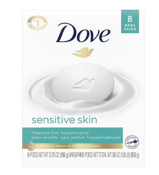 Dove Beauty Bar Sensitive Skin Soap is fragrance-free, suitable for cleaning new tattoos.