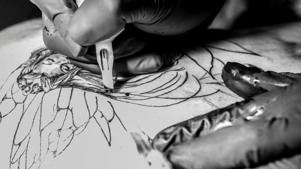 A tattoo being shaded.