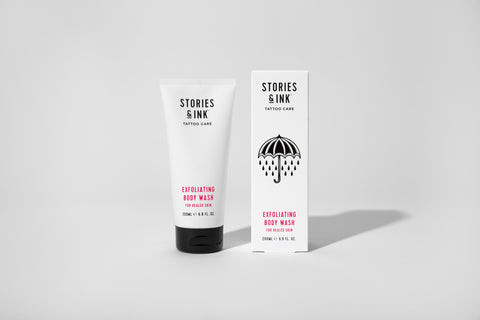 Exfoliating body wash for tattoos