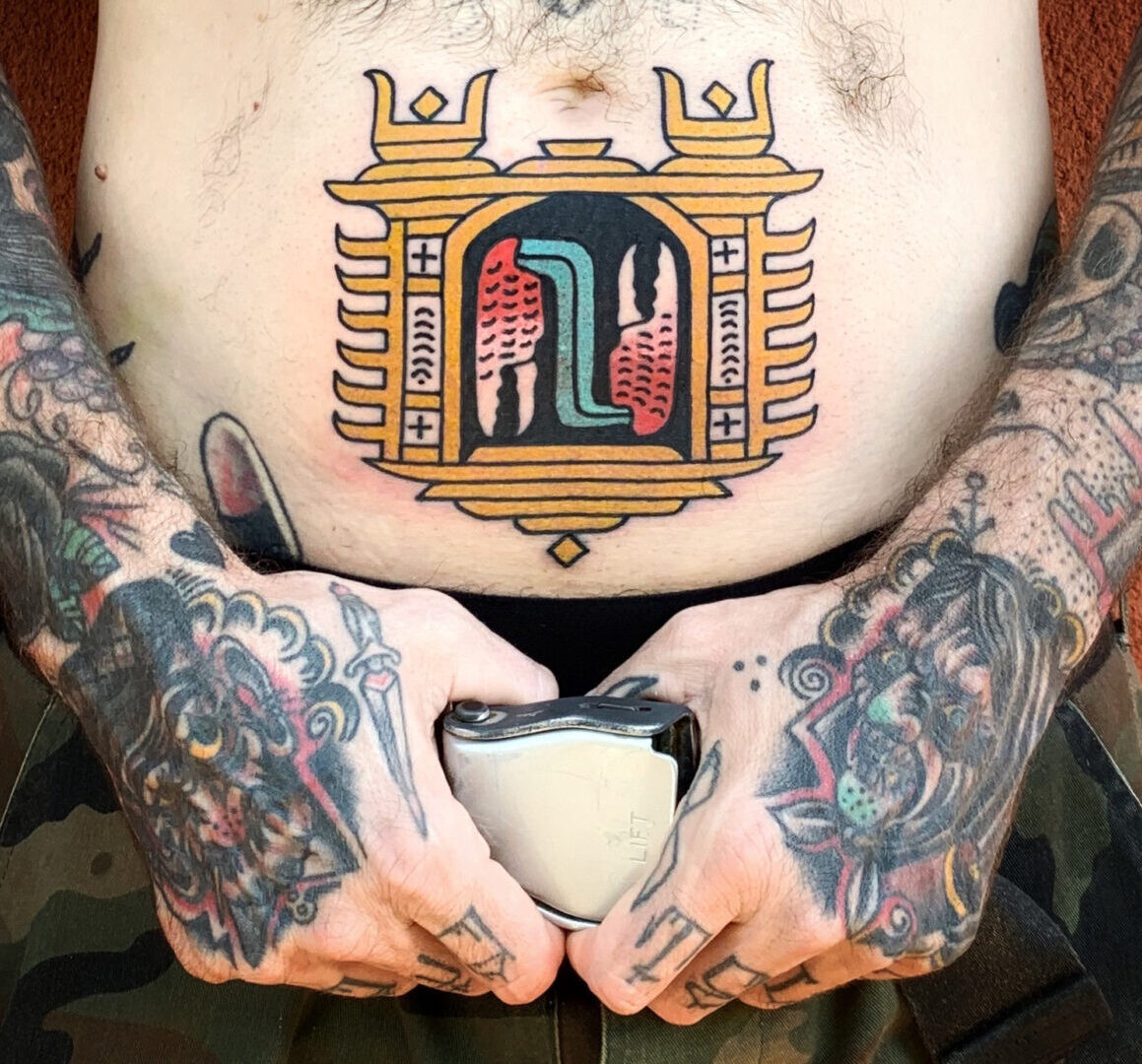 Close-up of an abstract tattoo on an arm