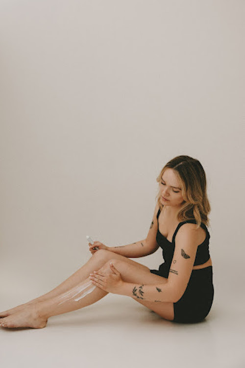 Woman with Shin Tattoo