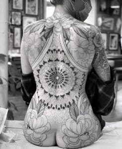 Black and Grey Tattoo on Woman