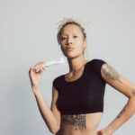 Woman with a rib tattoo
