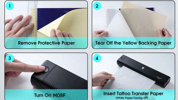Tattoo transfer paper in Phomemo printer ready for stencil printing
