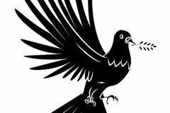Dove tattoo combined with Japanese art, symbolizing the end of war.