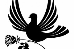 Dove and angel tattoo, holding strong religious connotations.