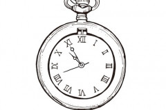 Fob Watch Tattoo with Rose and Skull