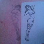 Transfer of a Sailor Jerry tattoo using graphite