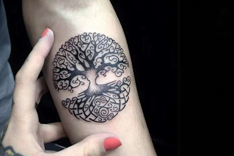 Tree roots tattoo