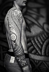 Neo-tribal tattoo on a man's arm
