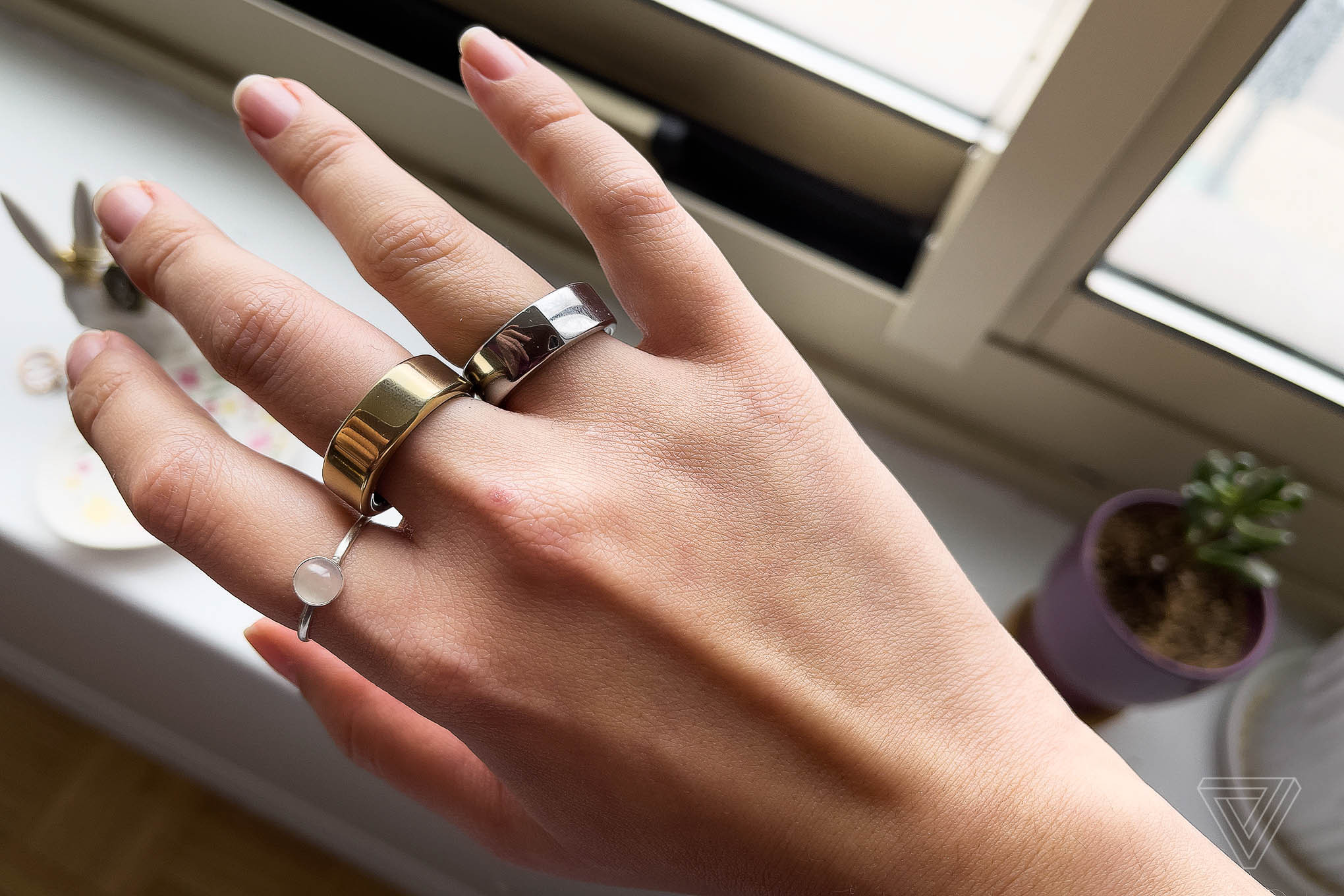 The Oura Ring Gen 3 (middle finger) and Oura Ring Gen 2 (ring finger) are discreet and a good all-day tracker if at least one of your fingers isn’t tattooed