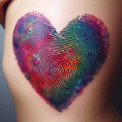 Watercolor fingerprint tattoo