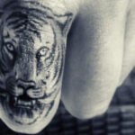 Veterinarian with a paw print tattoo on their arm