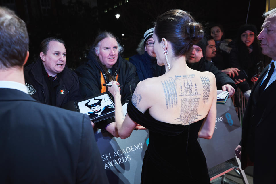 Angelina Jolie's Yant Kraw Petch (Diamond Armour) Tattoo