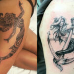 Traditional mermaid tattoo, classic sailor design