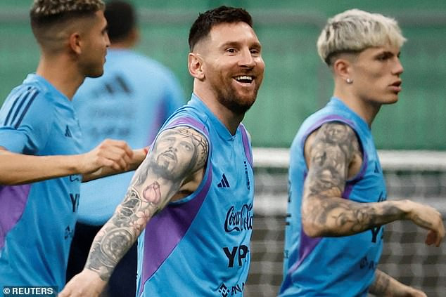 The image which stands out on Messi's right arm is of Jesus Christ wearing a crown of thorns