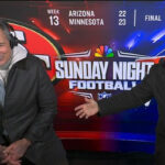 Cris Collinsworth commentary on the field, possibly without hand tattoos