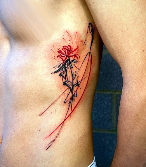 Abstract Masculine Floral Tattoo