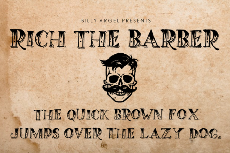 Rich The Barber tattoo font, with thick lettering and a distinctive style perfect for edgy tattoo designs
