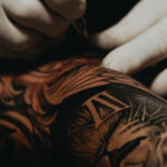 Blackwork Tattoo Cover Up Before and After