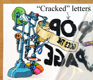 Cracked letters on tattoo paper due to printer incompatibility