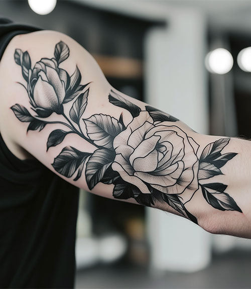 Edgy Black and White Flower Ink