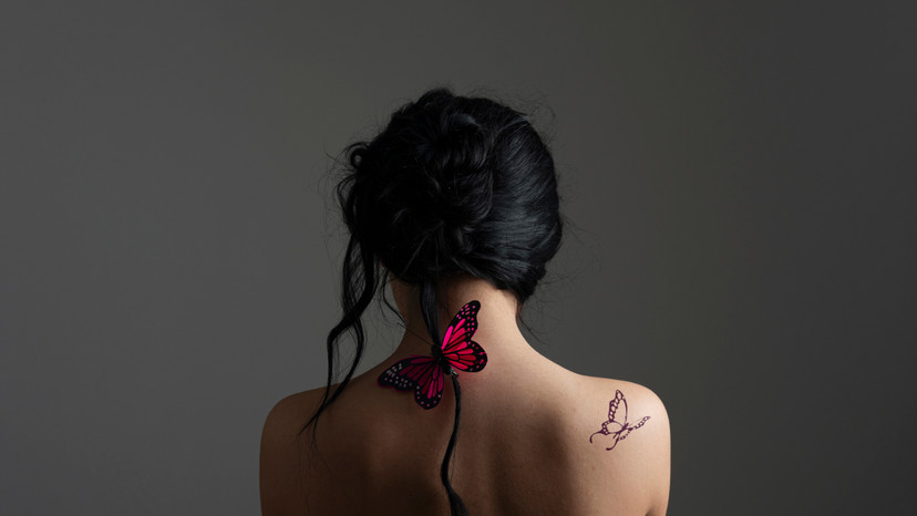 Butterfly with Flowers Tattoo