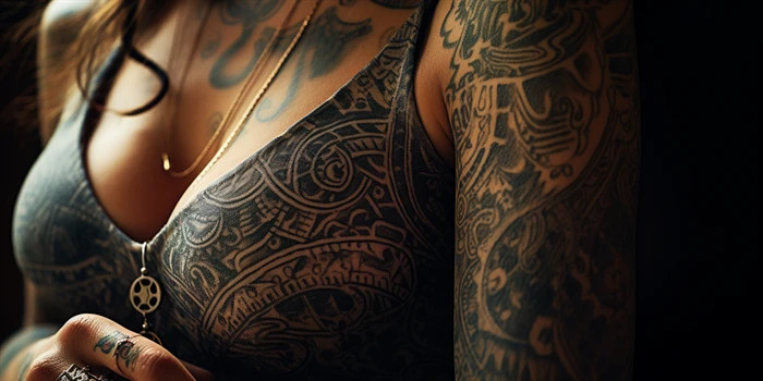 Tattoo artist applying tattoo on customer