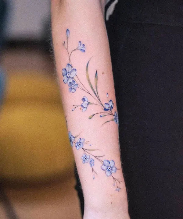Sweet forget me not bracelet tattoo design by @veroni.ink