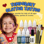 Glitter tattoo stencil on skin