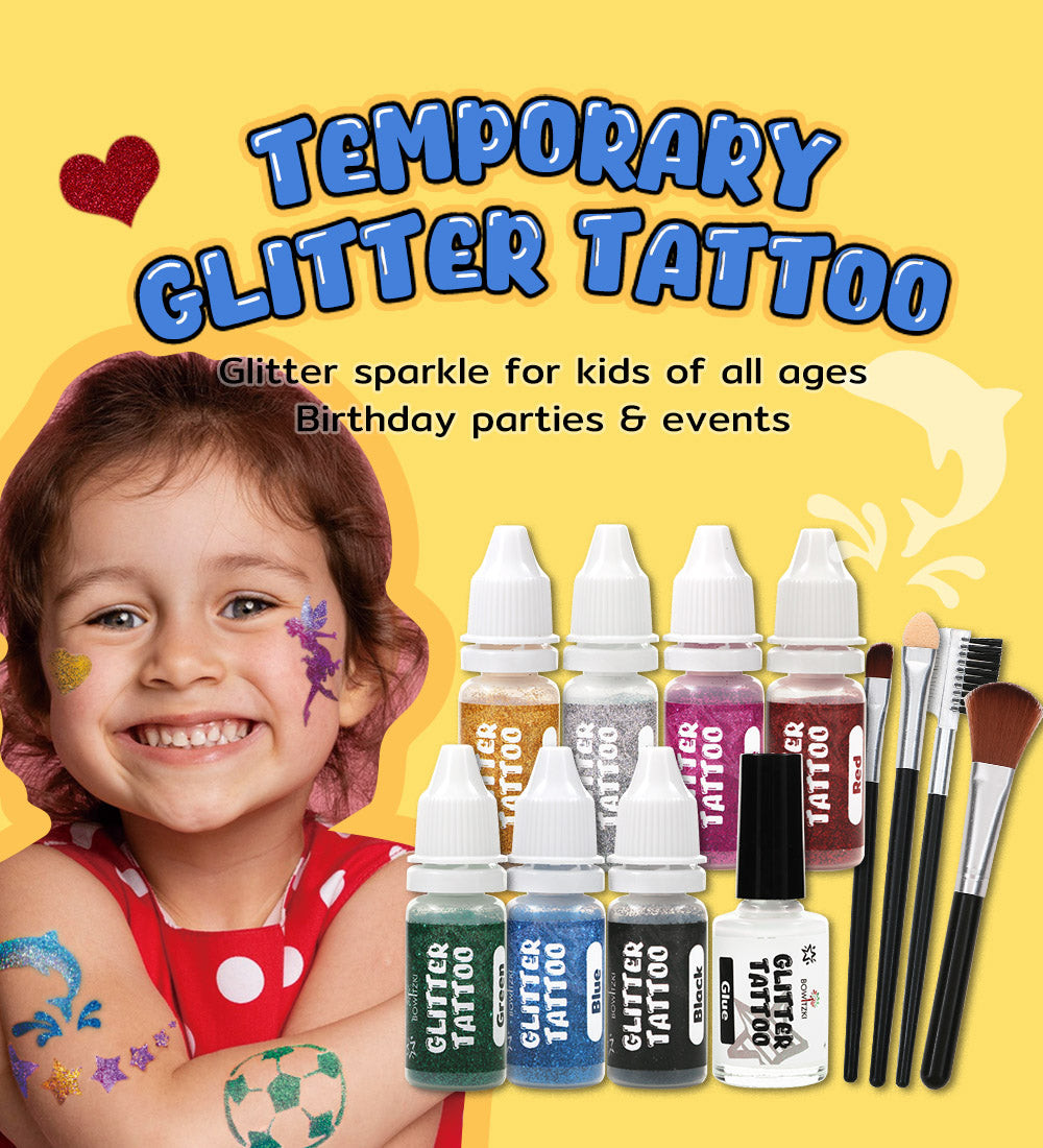 Glitter tattoo stencil on skin
