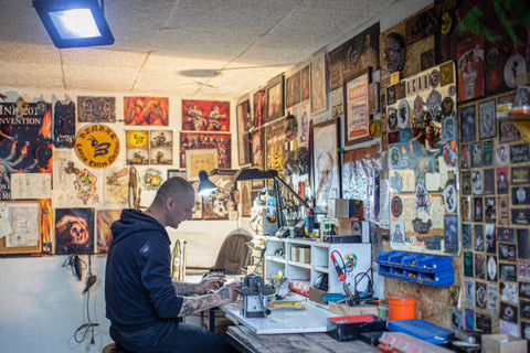 Visiting a tattoo shop for inspiration