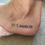Ingrid's tattoos commemorating significant dates and family