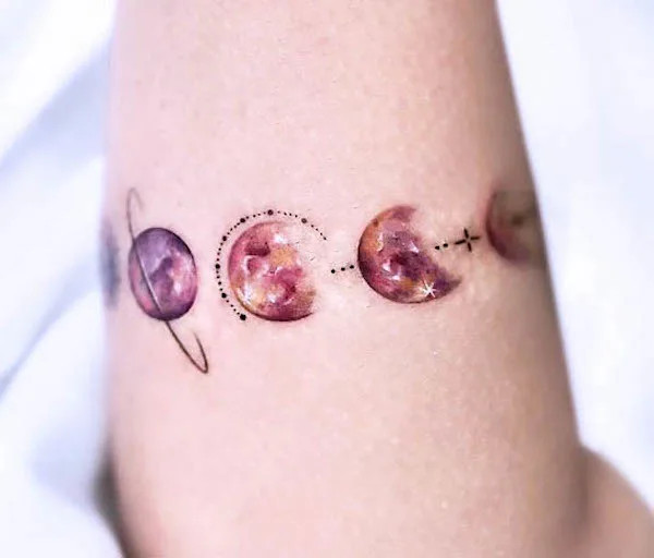 Moon phases bracelet tattoo design for women by @yoda_ink