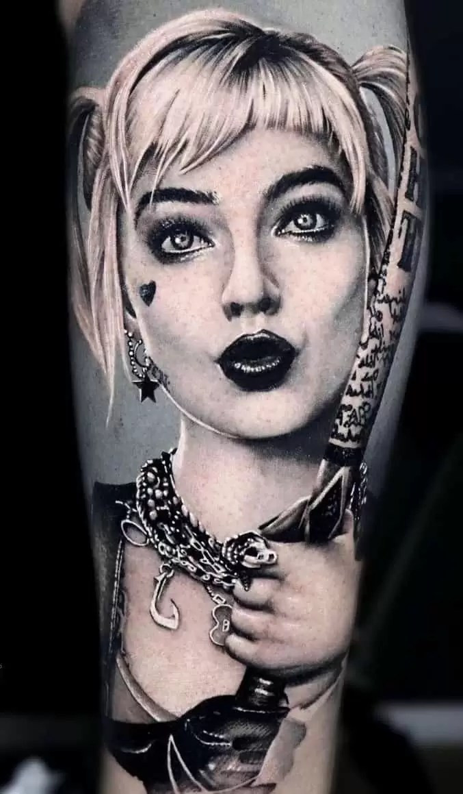 Realistic Harley Quinn Tattoo