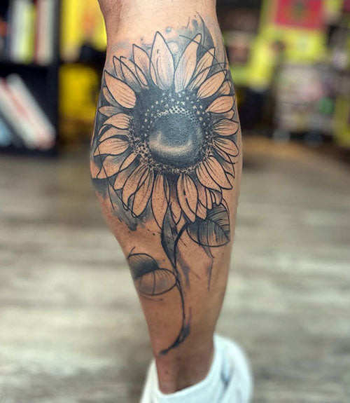 Rugged Sunflower Tattoo For Men