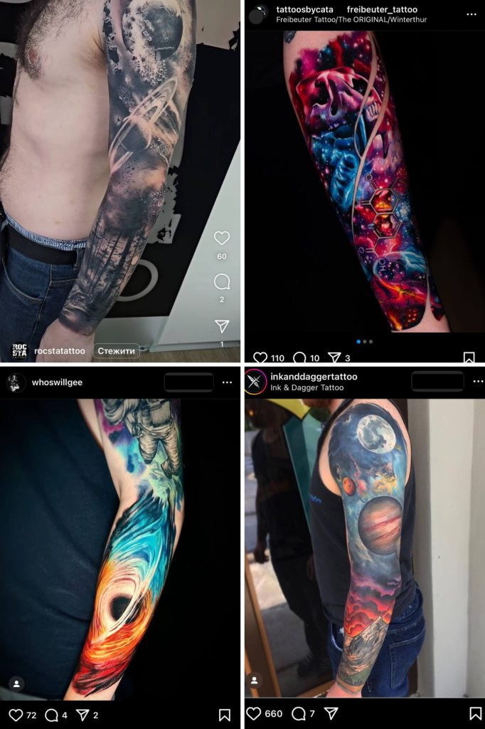 Galaxy tattoo sleeves