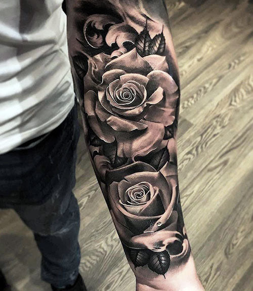 Stylish Flower Sleeve Tattoo For Men