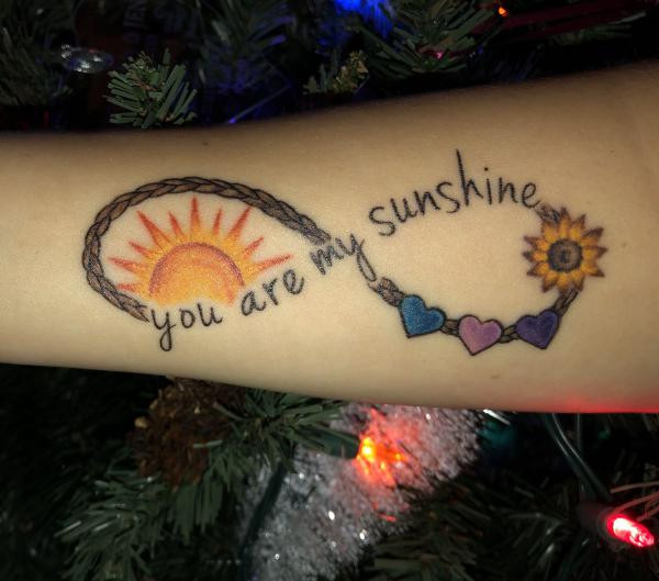 Sun and sunflower You are my sunshine infinity tattoo
