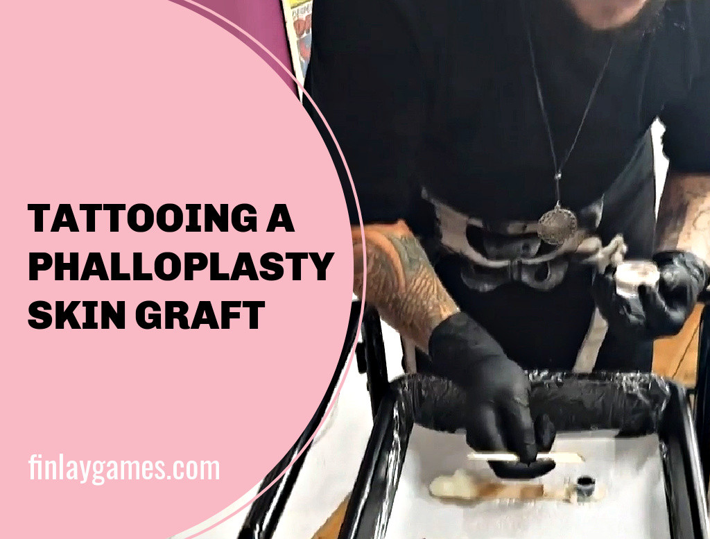 A tattooist mixing ink ready to tattoo a phalloplasty skin graft scar