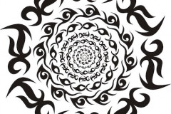 Circle Tattoo with Floral Design on Shoulder