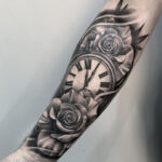 Rose and clock tattoo