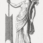 Illustration of Fortuna holding a cornucopia
