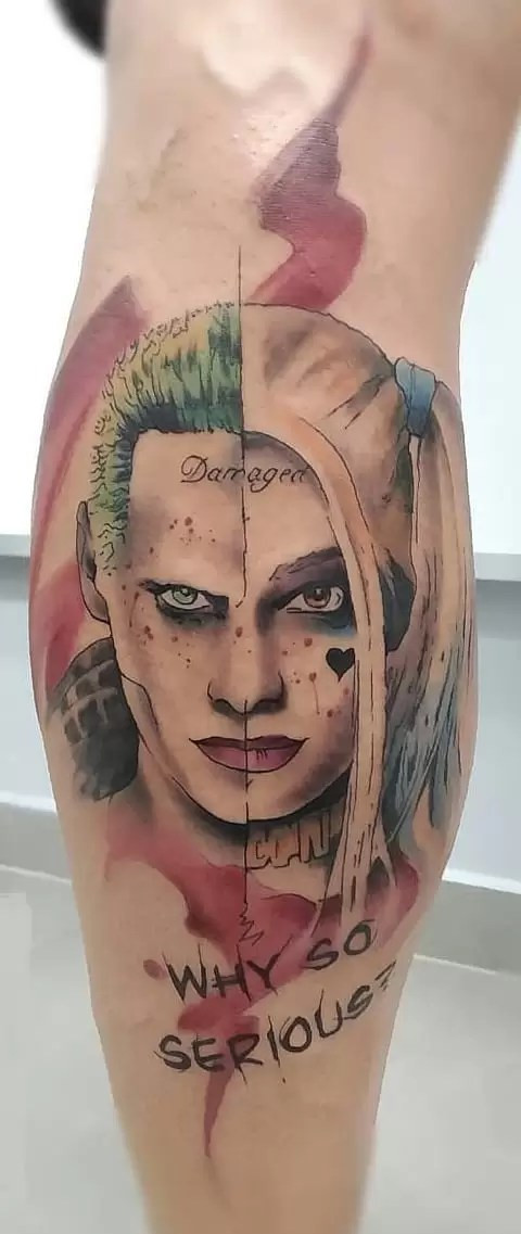 Watercolor Harley Quinn Tattoo